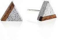 Gravelli Kôstkové náušnice z betónu a dreva Triangle Wood GJEWWOG003UN