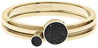 Gravelli Sada oceľových prsteňov s betónom Double Dot zlatá / čierna GJRWYGA108 mm