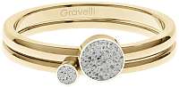 Gravelli Sada oceľových prsteňov s betónom Double Dot zlatá / šedá GJRWYGG108 mm