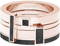 Gravelli Sada štyroch prsteňov s betónom Quadrium bronzová / antracitová GJRWRGA124 56 mm