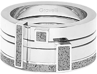 Gravelli Sada štyroch prsteňov s betónom Quadrium oceľová / sivá GJRWSSG124 mm