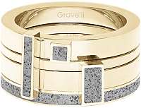 Gravelli Sada štyroch prsteňov s betónom Quadrium zlatá / šedá GJRWYGG124 mm