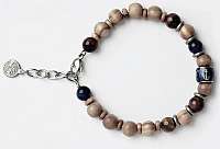 Green Time Náramok z drevených korálkov a sokolieho oka ZWB219G