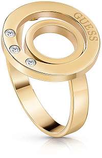 Guess Pozlátený prsteň s kryštálmi UBR29007 mm