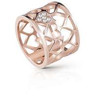 Guess Ružovo pozlátený srdiečkový prsteň UBR85008 mm