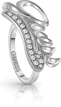 Guess Výrazný prsteň s logom a kryštály UBR85041 mm