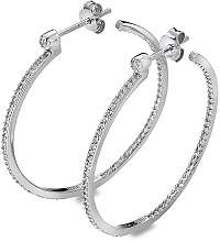 Hot Diamonds Strieborné kruhové náušnice s diamantmi Hoops Topaz DE624