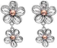 Hot Diamonds Strieborné kvietkované náušnice s diamantmi Forget me not DE617