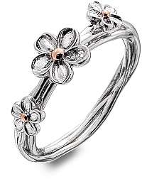 Hot Diamonds Strieborný kvetinový prsteň Forget me not DR214 57 mm