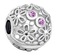 Infinity Love Strieborný korálik s kvetmi HCL-088-PD