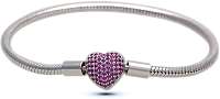 Infinity Love Strieborný náramok s fialovým srdiečkom HC-374-kompatibilný s Pandora 20 cm