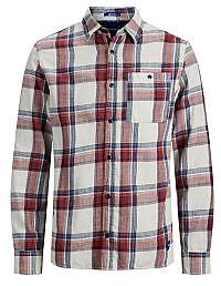 Jack&Jones Pánska košeľa JORHENRI SHIRT LS ORG Brick Red L