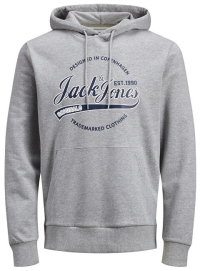 Jack&Jones Pánska mikina JORRAFAEL SWEAT HOOD Light Grey Melange L