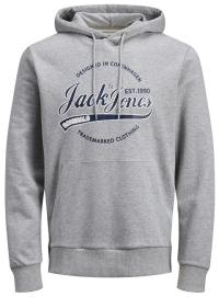 Jack&Jones Pánska mikina JORRAFAEL SWEAT HOOD Light Grey Melange XL