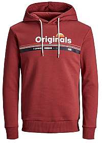 Jack&Jones Pánska mikina JORWILMER SWEAT HOOD STS Brick Red XXL