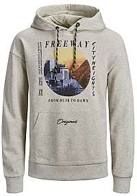 Jack&Jones Pánska mikina Suburban Sweat Hood White Melange XXL