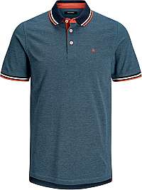 Jack&Jones Pánske polo triko JJEPAULOS POLO SS Noosa Denim Blue SLIM FIT M