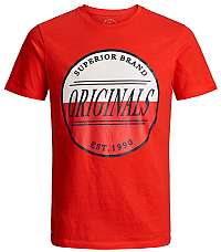 Jack&Jones Pánske tričko Jorart Brook Tee Ss Crew Neck Slim Fiery Red L