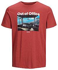 Jack&Jones Pánske tričko JOROUTDOORS TEE SS CREW NECK Brick Red S