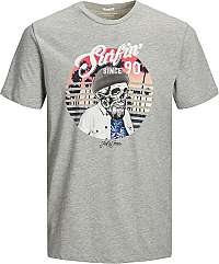 Jack&Jones Pánske tričko JORRICKY TEE SS CREW NECK STS Light Grey Melange REG M