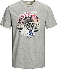 Jack&Jones Pánske tričko JORRICKY TEE SS CREW NECK STS Light Grey Melange REG S