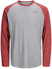 Jack&Jones Pánske tričko JORRIGGS TEE LS CREW NECK Light grey melange S