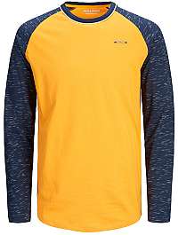 Jack&Jones Pánske tričko JORRIGGS TEE LS CREW NECK Sunflower S