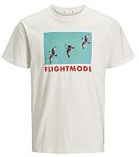 Jack&Jones Pánske tričko Messenger Tee Ss Crew Neck Cloud Dancer Slim-Bird Print M