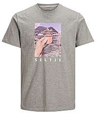 Jack&Jones Pánske tričko Messenger Tee Ss Crew Neck Light Grey Melange Slim XL