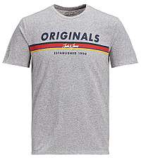 Jack&Jones Pánske tričko Tuco Tee Ss Crew Neck Light Grey Melange Slim S
