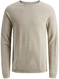 Jack&Jones Pánsky sveter JJEHILL 12157321 Oatmeal Melange XL