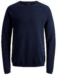 Jack&Jones Pánsky sveter JJEHILL KNIT CREW NECK NOOS Ensign Blue L