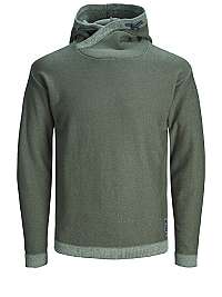 Jack&Jones Pánsky sveter JORERIC KNIT HOOD Dust y Olive M