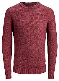 Jack&Jones Pánsky sveter JORFAME KNIT NECK Bright Red L