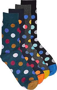 Jack&Jones Sada pánskych ponožiek JACDOTS SOCK 4 PACK. Sea Moss Black - Navy blazer - Dark grey melange