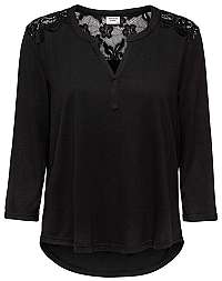 Jacqueline de Yong Dámska blúzka JDYKIM TREATS 3/4 LACE TOP JRS Black XS