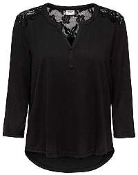 Jacqueline de Yong Dámska blúzka JDYKIM TREATS 3/4 LACE TOP JRS Black XS