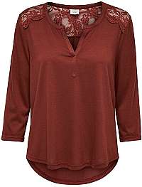 Jacqueline de Yong Dámska blúzka JDYKIM TREATS 3/4 LACE TOP JRS Russet Brown XS