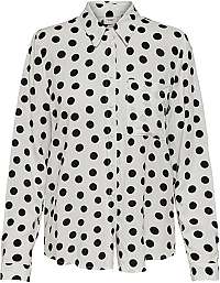 Jacqueline de Yong Dámska košeľa JDYLEAF Treats L / S SHIRT WVN Cloud Dancer BLACK DOTS