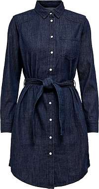 Jacqueline de Yong Dámske šaty JDYESRA LIFE SHIRT DRESS DNM Noosa Dark Blue Denim