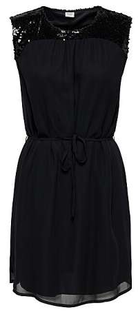 Jacqueline de Yong Dámske šaty JDYOTIS S/L UPPER SEQUINS DRESS WVN Black