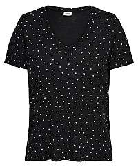 Jacqueline de Yong Dámske tričko Cloud S / S Aop V-Neck Top Jrs Noosa Black S