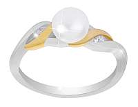 JVD Strieborný bicolor prsteň s pravou perlou SVLR0005SH8P1 mm