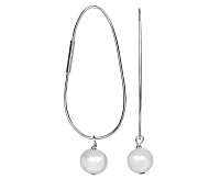 JwL Jewellery Elipsovité strieborné náušnice s pravou perlou JL0108