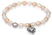 JwL Luxury Pearls Jemný náramok z pravých perál s kovovým srdiečkom JL0293