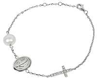 JwL Luxury Pearls Luxusný strieborný náramok s pravou perlou a zirkónmi JL0201