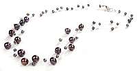 JwL Luxury Pearls Náhrdelník z levitujúich tmavých pravých perál JL0325