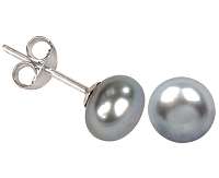 JwL Jewellery Náušnice s pravou sivou perlou JL0029