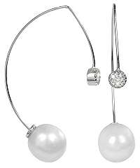 JwL Luxury Pearls Strieborné dvojité náušnice s pravými bielymi perlami a zirkónom Dual JL0259