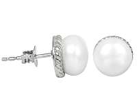 JwL Jewellery Strieborné náušnice s pravou bielou perlou JL0185